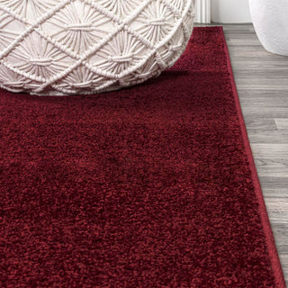 Trivor Haze Solid Low-pile Area Rug Dark Red