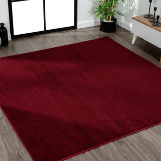 Trivor Haze Solid Low-pile Area Rug Dark Red