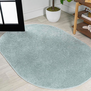 Trivor Haze Solid Low-pile Area Rug Light Blue