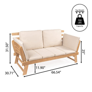 Petals 2-Seat Modern Scandinavian Folding Wood Outdoor Day Bed Sofa