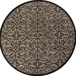 Alfombra Vintage Filigree Textured Weave Indoor/outdoor Round Rug