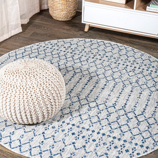 Dean Moroccan Geometric Textured Weave Indoor/outdoor Round Rug