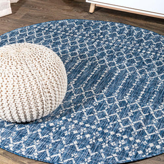 Dean Moroccan Geometric Textured Weave Indoor/outdoor Round Rug