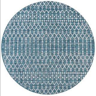 Dean Moroccan Geometric Textured Weave Indoor/outdoor Round Rug