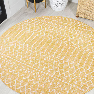 Dean Moroccan Geometric Textured Weave Indoor/outdoor Round Rug