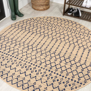 Dean Moroccan Geometric Textured Weave Indoor/outdoor Round Rug