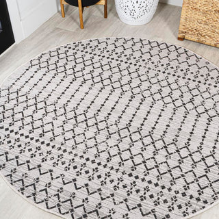 Dean Moroccan Geometric Textured Weave Indoor/outdoor Round Rug