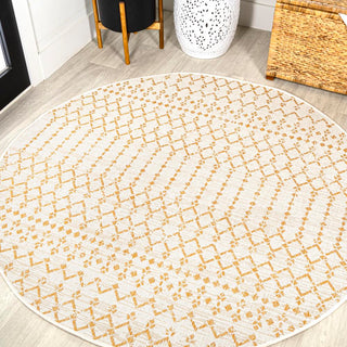 Dean Moroccan Geometric Textured Weave Indoor/outdoor Round Rug