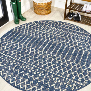 Dean Moroccan Geometric Textured Weave Indoor/outdoor Round Rug