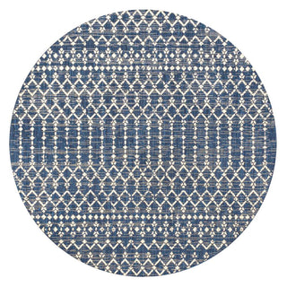 Dean Moroccan Geometric Textured Weave Indoor/outdoor Round Rug