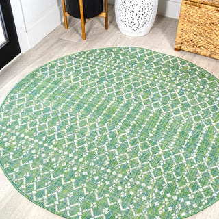 Dean Moroccan Geometric Textured Weave Indoor/outdoor Round Rug