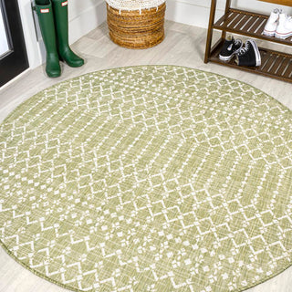 Dean Moroccan Geometric Textured Weave Indoor/outdoor Round Rug