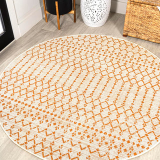 Dean Moroccan Geometric Textured Weave Indoor/outdoor Round Rug