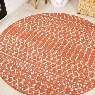 Dean Moroccan Geometric Textured Weave Indoor/outdoor Round Rug