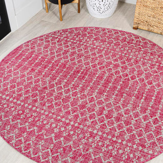 Dean Moroccan Geometric Textured Weave Indoor/outdoor Round Rug