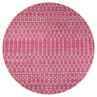 Dean Moroccan Geometric Textured Weave Indoor/outdoor Round Rug