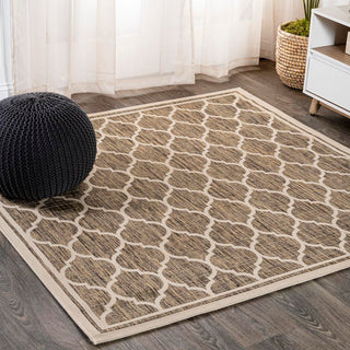 Matthews Moroccan Trellis Textured Weave Indoor/outdoor Square Rug