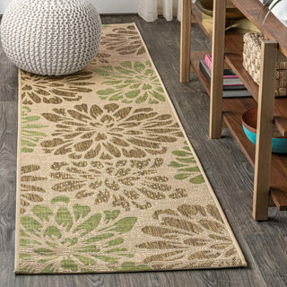 Garcia Modern Floral Textured Weave Indoor/outdoor Runner Rug