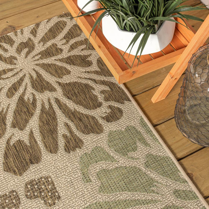 Garcia Modern Floral Textured Weave Indoor/outdoor Round Rug