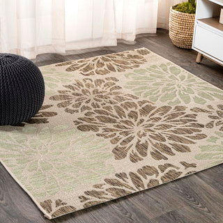 Garcia Modern Floral Textured Weave Indoor/outdoor Square Rug