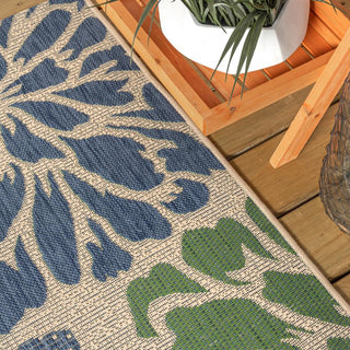 Garcia Modern Floral Textured Weave Indoor/outdoor Runner Rug