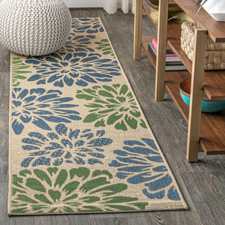 Garcia Modern Floral Textured Weave Indoor/outdoor Runner Rug