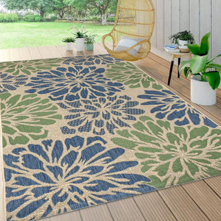 Garcia Modern Floral Textured Weave Indoor/outdoor Area Rug