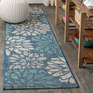 Garcia Modern Floral Textured Weave Indoor/outdoor Runner Rug