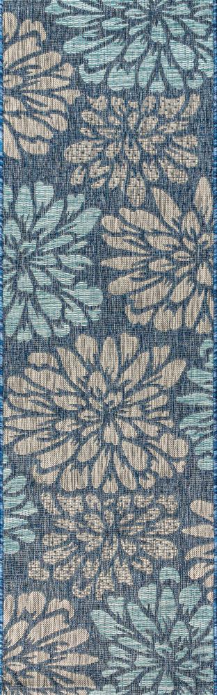 Garcia Modern Floral Textured Weave Indoor/outdoor Runner Rug