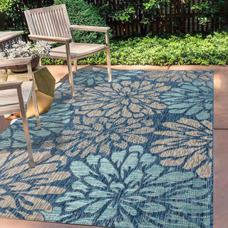 Garcia Modern Floral Textured Weave Indoor/outdoor Area Rug