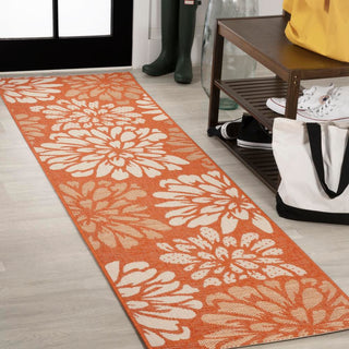 Garcia Modern Floral Textured Weave Indoor/outdoor Runner Rug