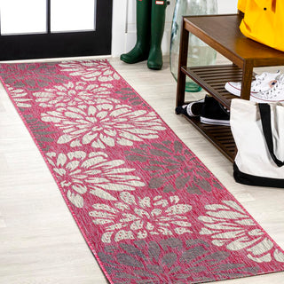 Garcia Modern Floral Textured Weave Indoor/outdoor Runner Rug