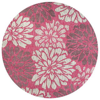 Garcia Modern Floral Textured Weave Indoor/outdoor Round Rug