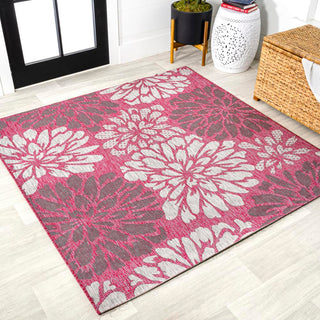 Garcia Modern Floral Textured Weave Indoor/outdoor Square Rug