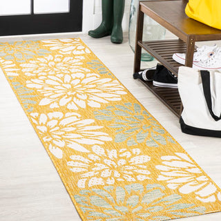 Garcia Modern Floral Textured Weave Indoor/outdoor Runner Rug