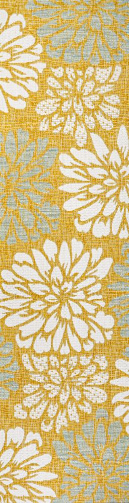 Garcia Modern Floral Textured Weave Indoor/outdoor Runner Rug