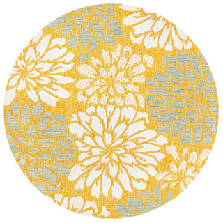 Garcia Modern Floral Textured Weave Indoor/outdoor Round Rug