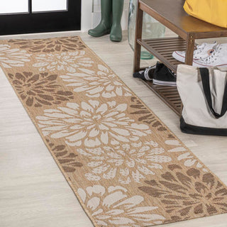 Garcia Modern Floral Textured Weave Indoor/outdoor Runner Rug