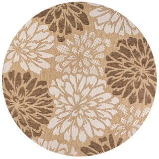 Garcia Modern Floral Textured Weave Indoor/outdoor Round Rug