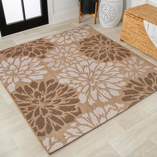 Garcia Modern Floral Textured Weave Indoor/outdoor Square Rug