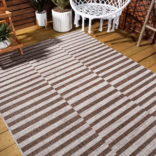 Fatima Sukie Offset Stripe Indoor/Outdoor Area Rug