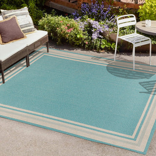 Mae Modern Border Stripe Indoor/outdoor Area Rug