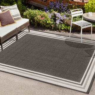 Mae Modern Border Stripe Indoor/outdoor Area Rug