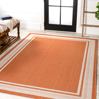 Mae Modern Border Stripe Indoor/outdoor Area Rug