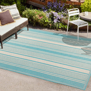 Gibson Modern Double Stripe Indoor/outdoor Area Rug