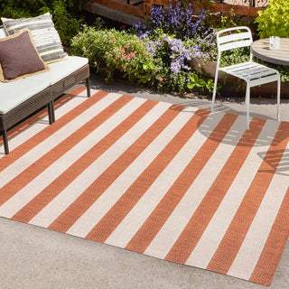 Amos Two-tone Wide Stripe Indoor/outdoor Area Rug