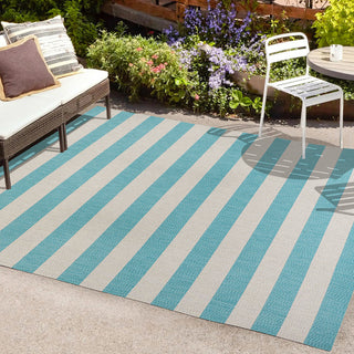 Amos Two-tone Wide Stripe Indoor/outdoor Area Rug