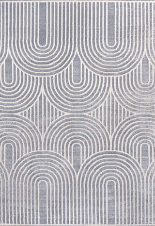 Pastel MidCentury Art Deco Striped Arches Two-Tone High-Low Area Rug