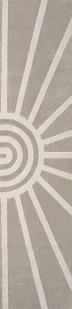 Nordic MidCentury Scandinavian Abstract Sun Two-Tone High-Low Area Rug