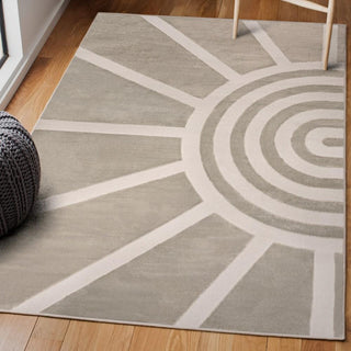 Nordic MidCentury Scandinavian Abstract Sun Two-Tone High-Low Area Rug